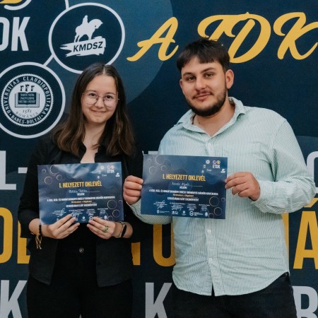 A szekció első helyezettjei: Boldiș Petra és Kovács Alpár- fotó: ETDK/KMDSZ